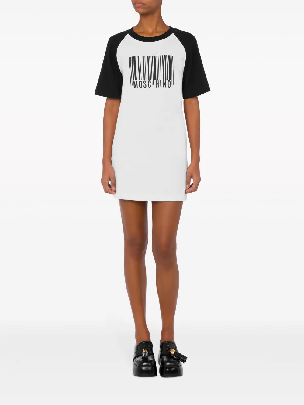 Barcode-Print Cotton Minidress