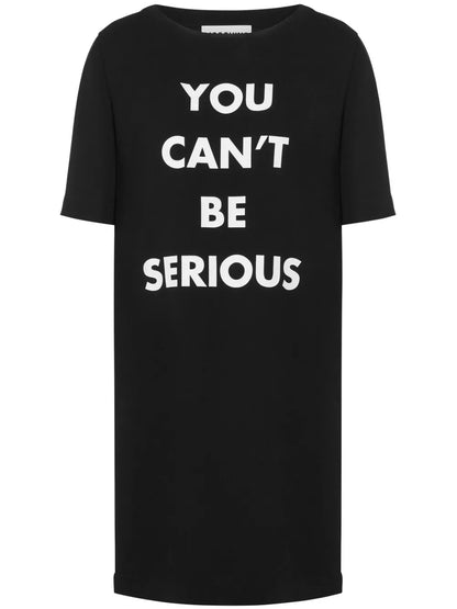 Text-Print Round-Neck Dress