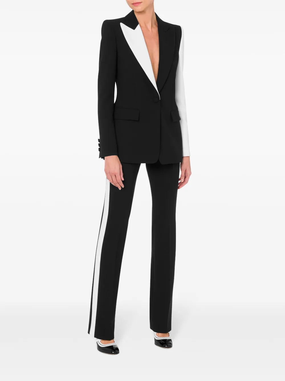Single-Breasted Two-Tone Blazer