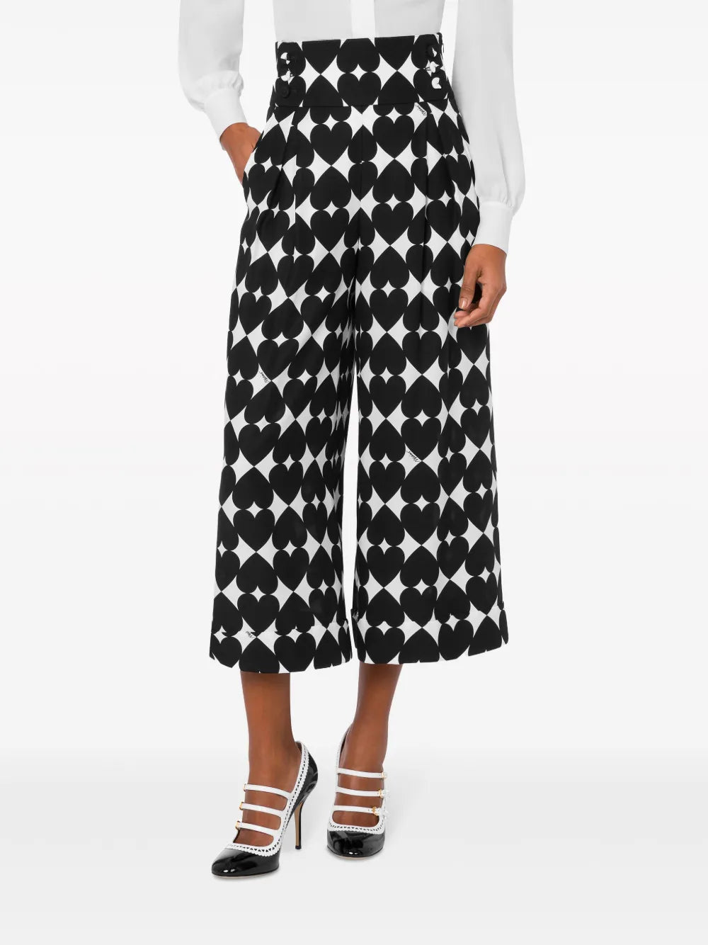 Geometric-Print Cropped Trousers