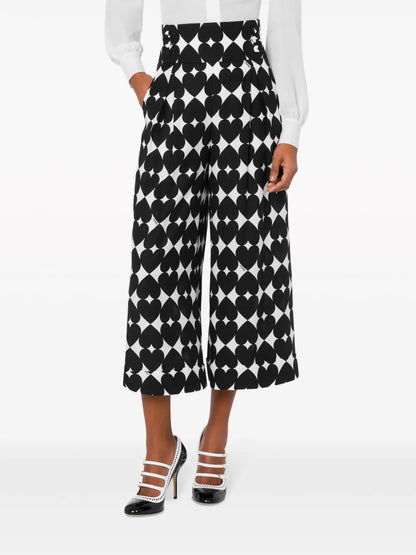 Geometric-Print Cropped Trousers