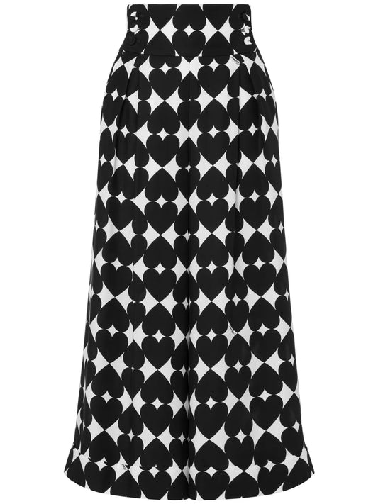 Geometric-Print Cropped Trousers