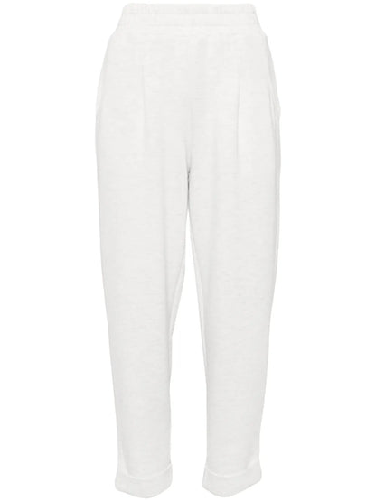 Mélange-Effect Tapered Trousers