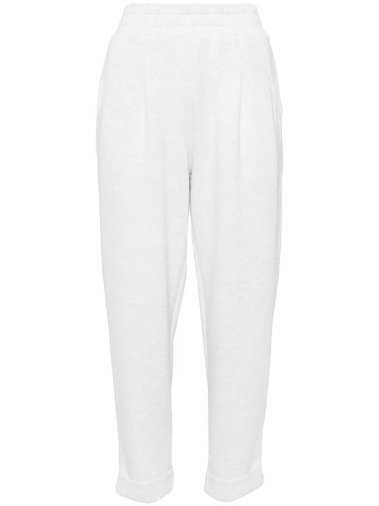 Mélange-Effect Tapered Trousers