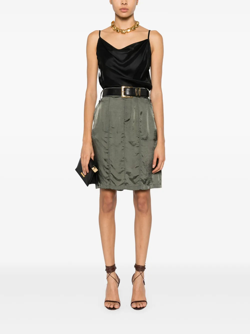 Satin Pencil Mini Skirt