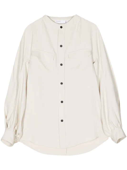 Collarless Twill Shirt