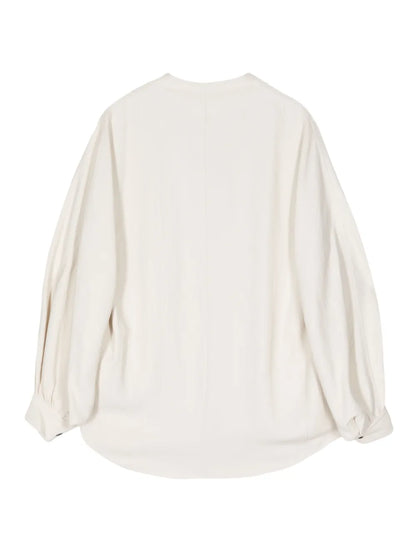 Collarless Twill Shirt