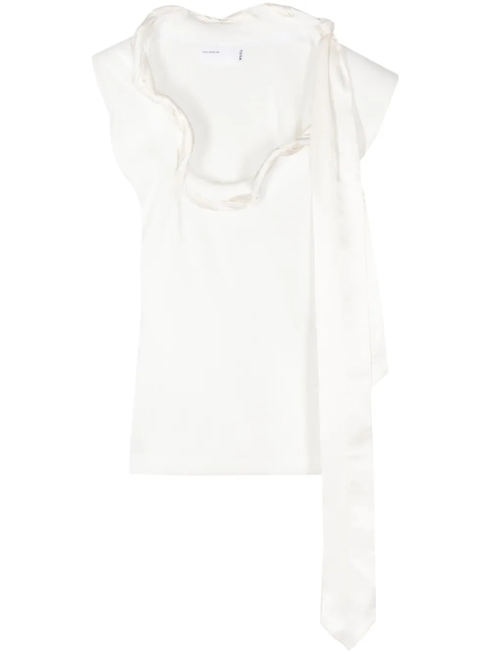 Scarf-Detail Ruffle-Trim Blouse