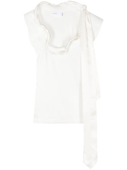 Scarf-Detail Ruffle-Trim Blouse