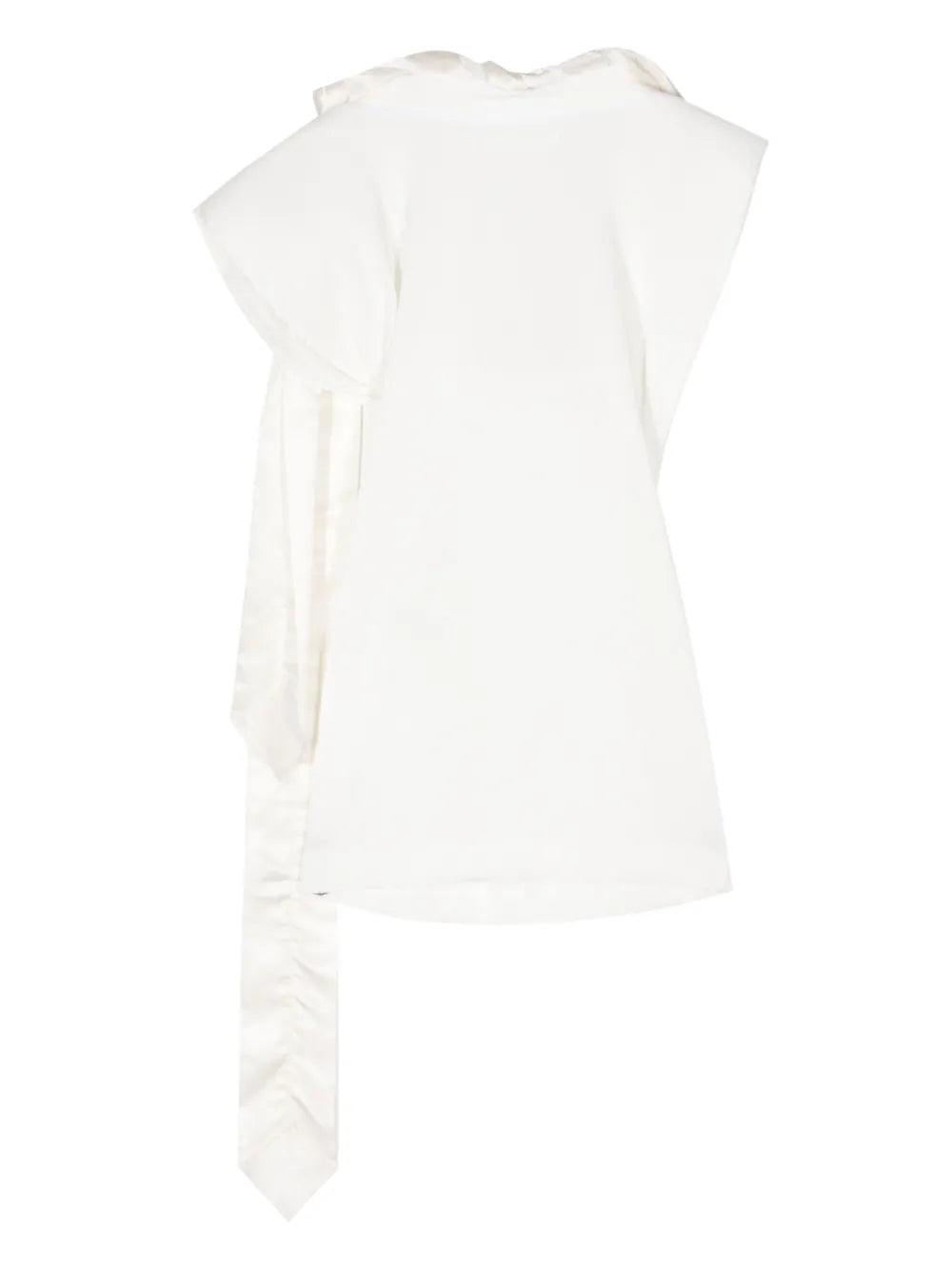 Scarf-Detail Ruffle-Trim Blouse