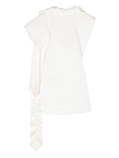 Scarf-Detail Ruffle-Trim Blouse