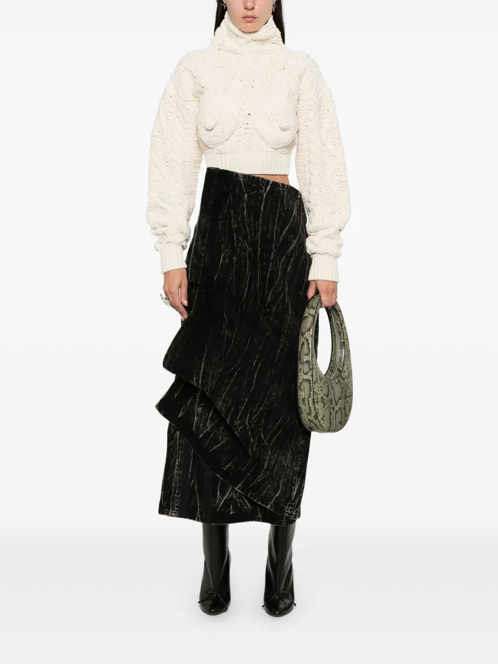 Conical-Bra Detail Cropped Sweater