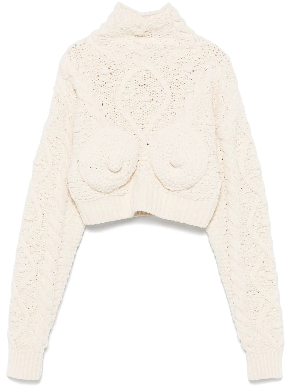 Conical-Bra Detail Cropped Sweater