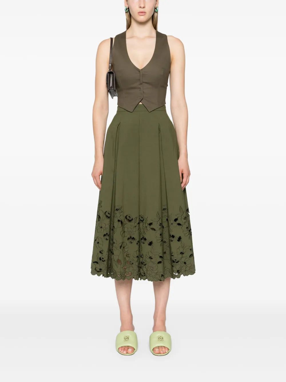 Floral-Detail Pleated Skirt