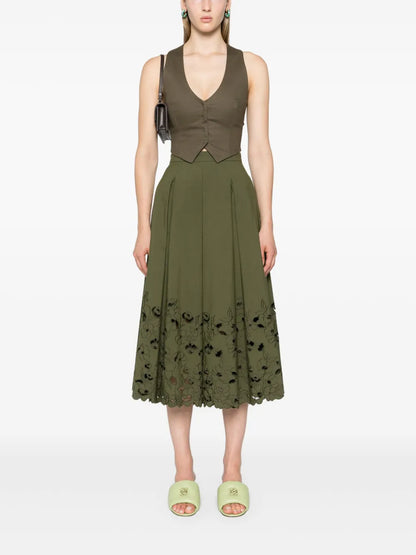 Floral-Detail Pleated Skirt