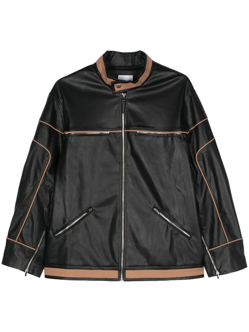 Contrasting-Trim Biker Jacket