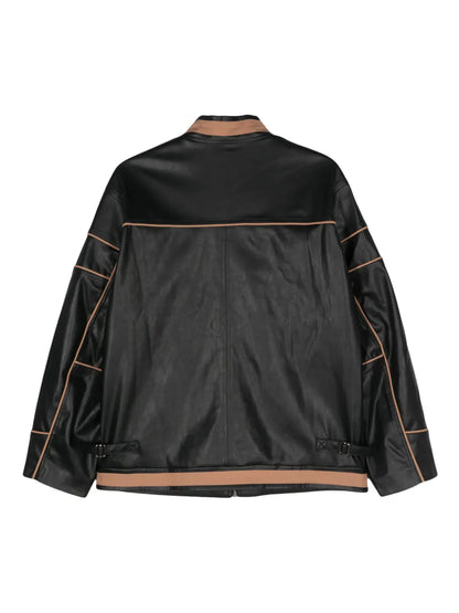 Contrasting-Trim Biker Jacket