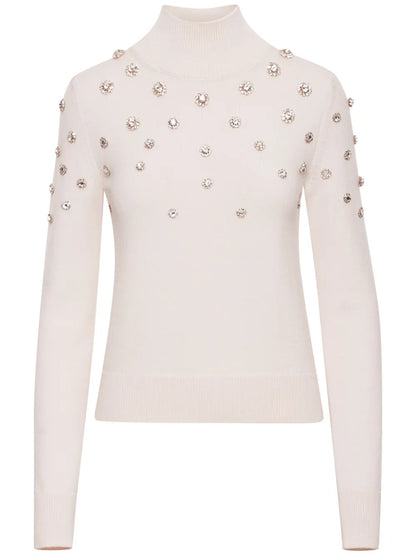 Crystal-Embellishment Turtleneck Top
