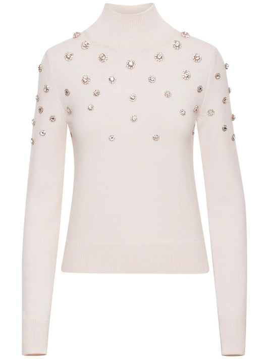 Crystal-Embellishment Turtleneck Top