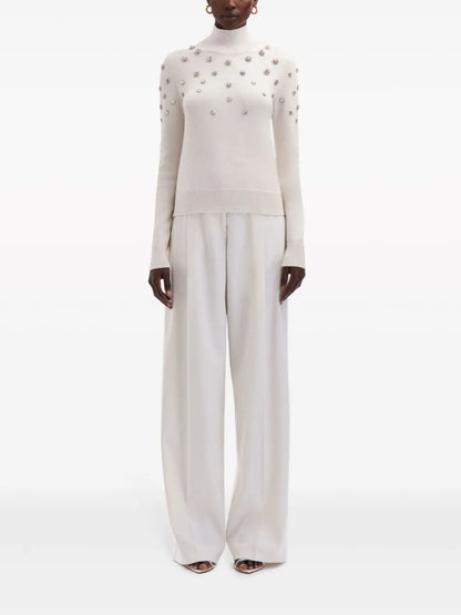 Crystal-Embellishment Turtleneck Top
