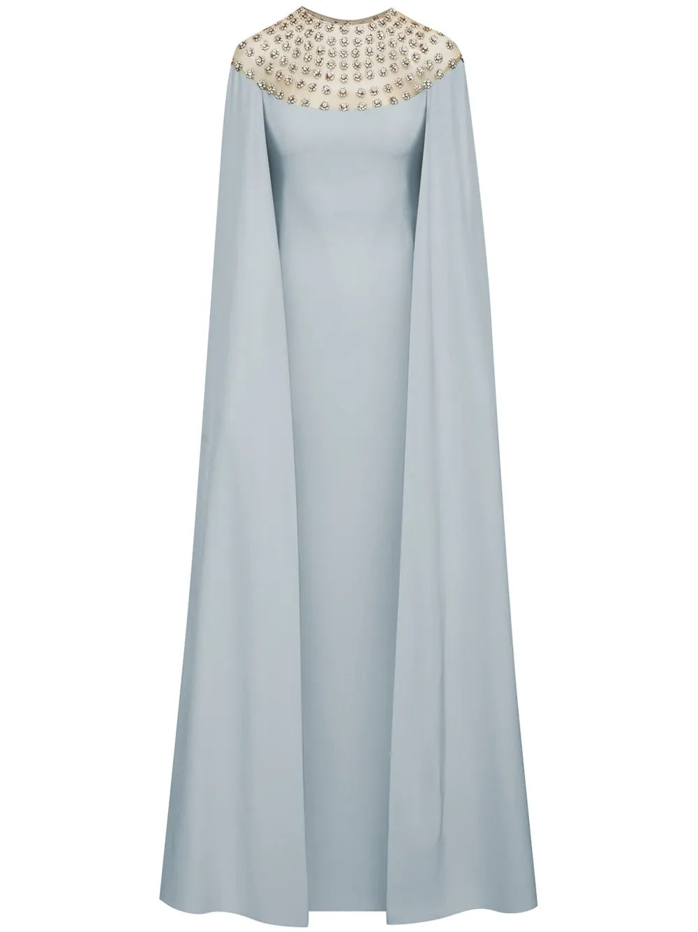 Crystal-Embellished Cape Gown