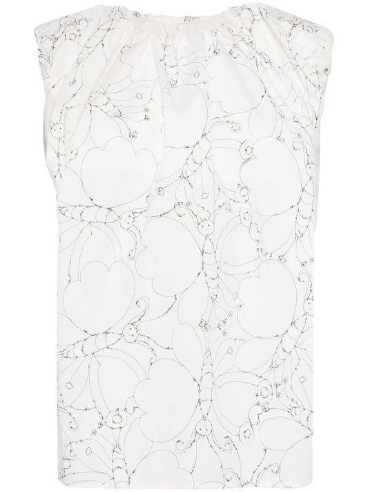Butterfly-Print Cotton Top