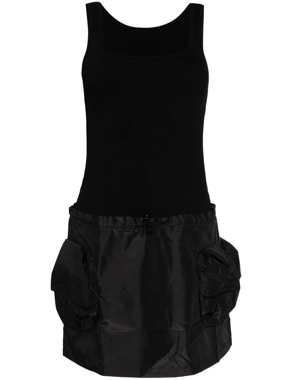 Contrasting-Fabrics Sleeveless Minidress
