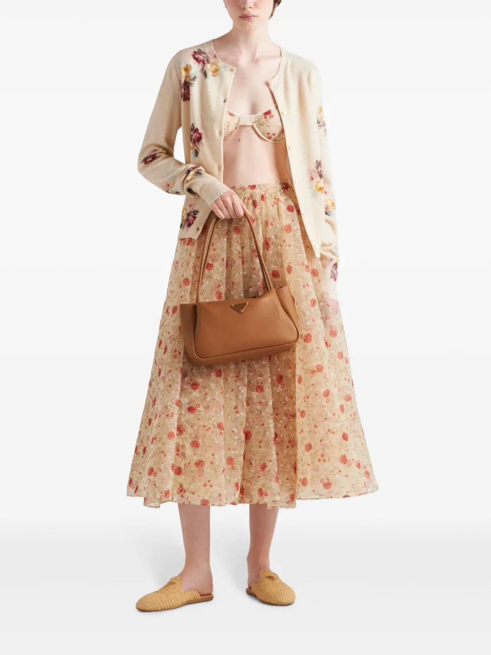 Floral-Print Wool Cardigan