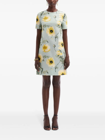 Poppy-Print Poplin Minidress