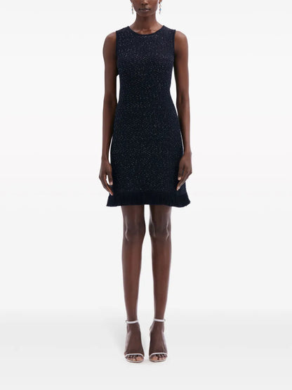 Sequin-Embellished Sleeveless Tweed Dress