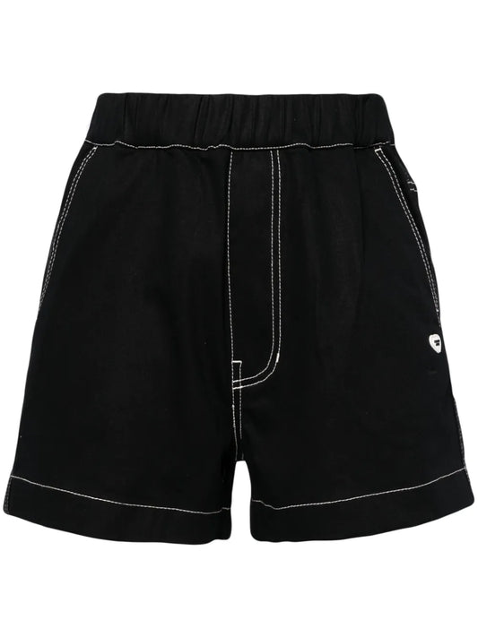 Contrasting Trim Mid-Rise Shorts