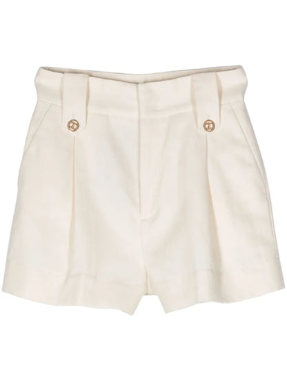 Pleat-Detail Twill Shorts
