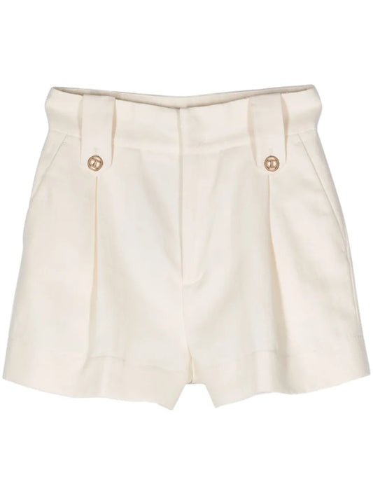 Pleat-Detail Twill Shorts