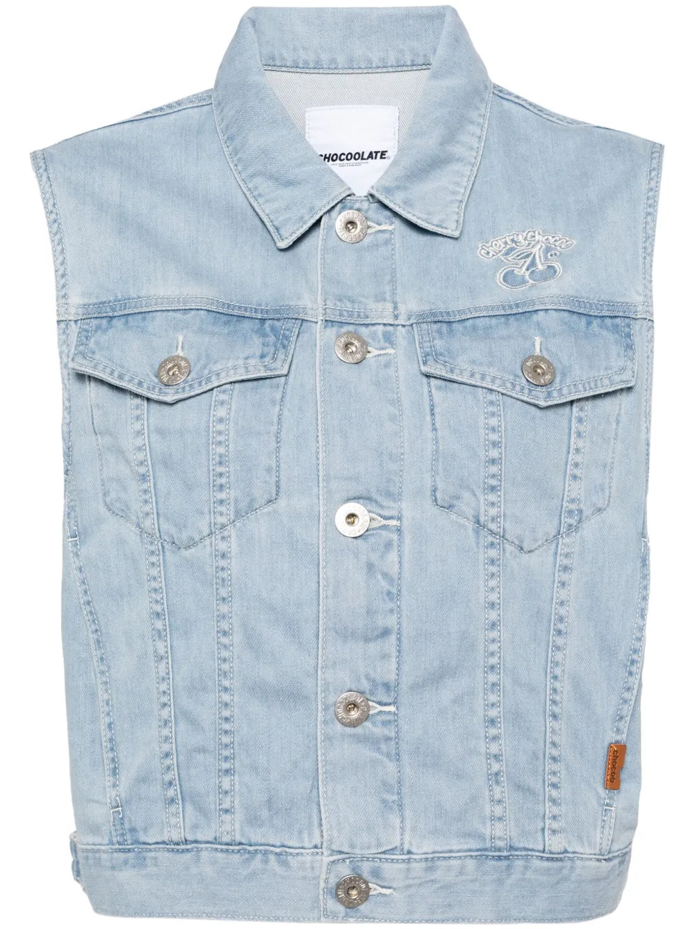 Logo-Embroidered Denim Vest