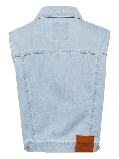 Logo-Embroidered Denim Vest
