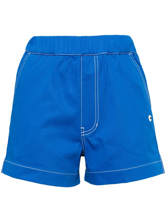 Contrasting Trim Mid-Rise Shorts