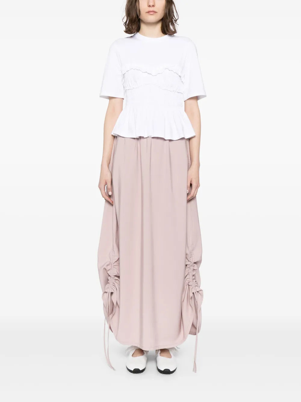 Drawstring Draped Maxi Skirt