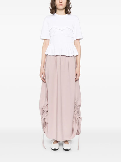 Drawstring Draped Maxi Skirt