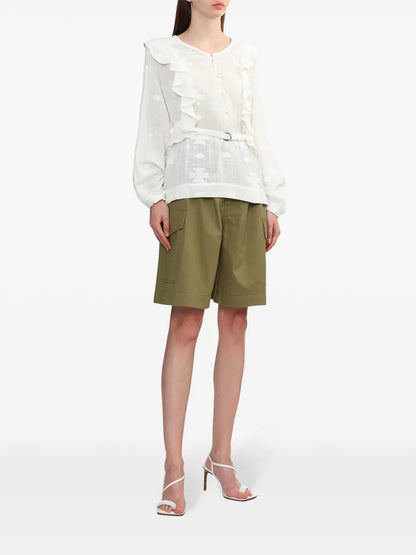 Ruffle-Detail Cotton Blouse