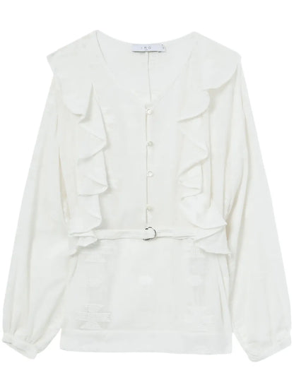 Ruffle-Detail Cotton Blouse