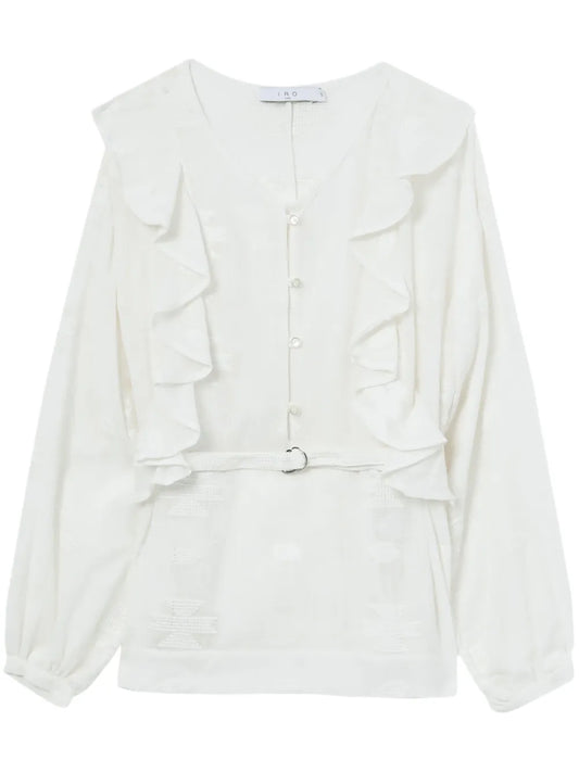 Ruffle-Detail Cotton Blouse