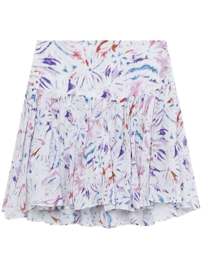 Floral-Print Draped Mini Skirt