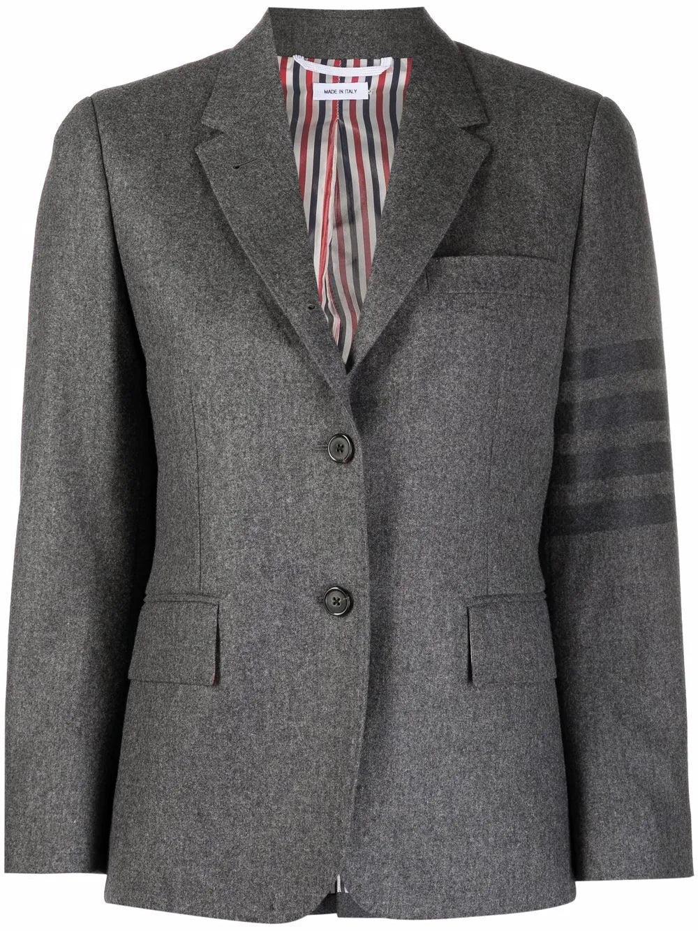 4-Bar Stripe Cropped Button-Front Blazer
