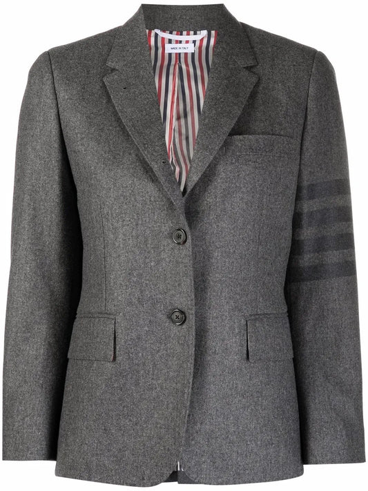 4-Bar Stripe Cropped Button-Front Blazer
