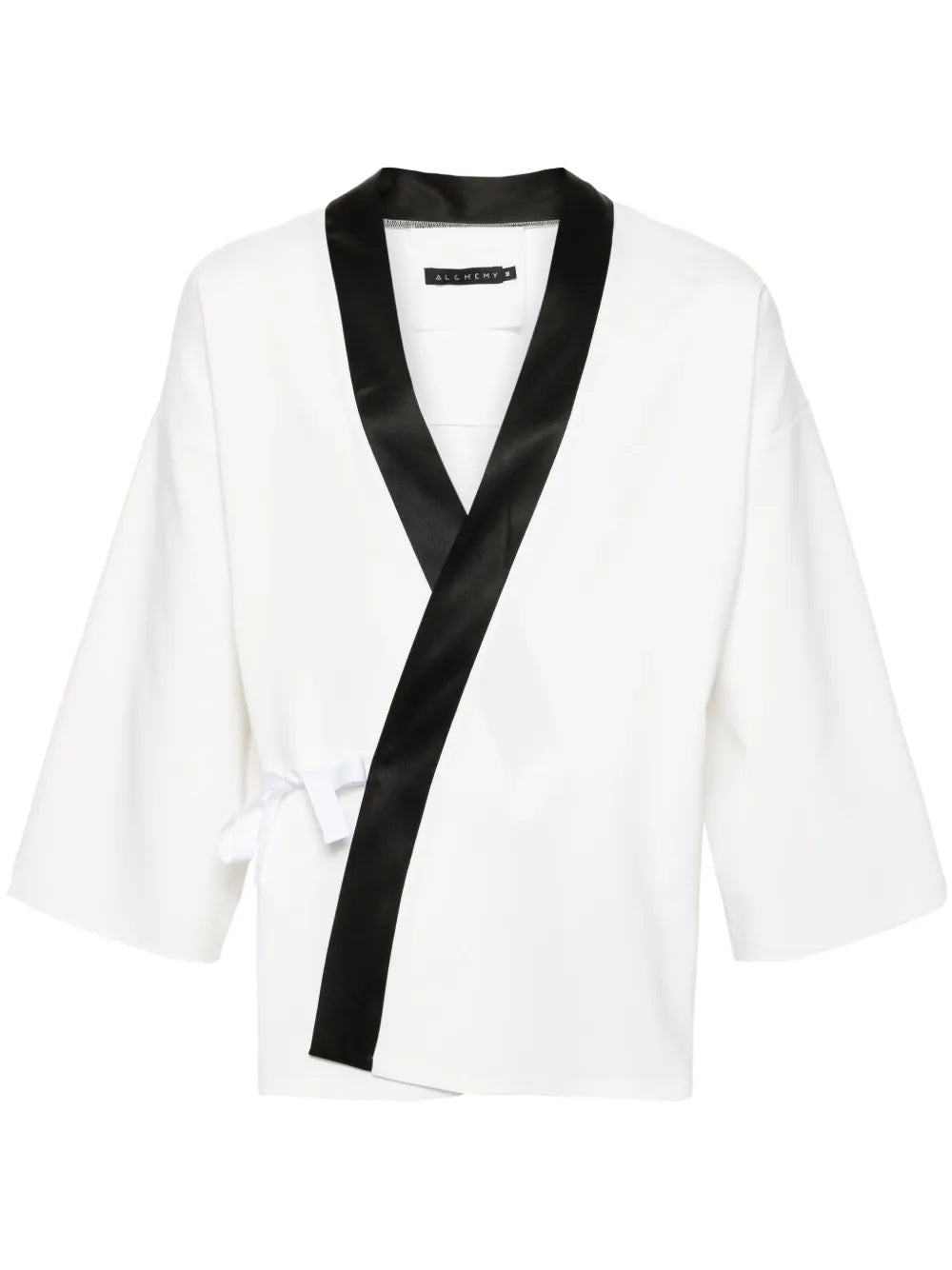 Contrasting-Trim Wrap Jacket