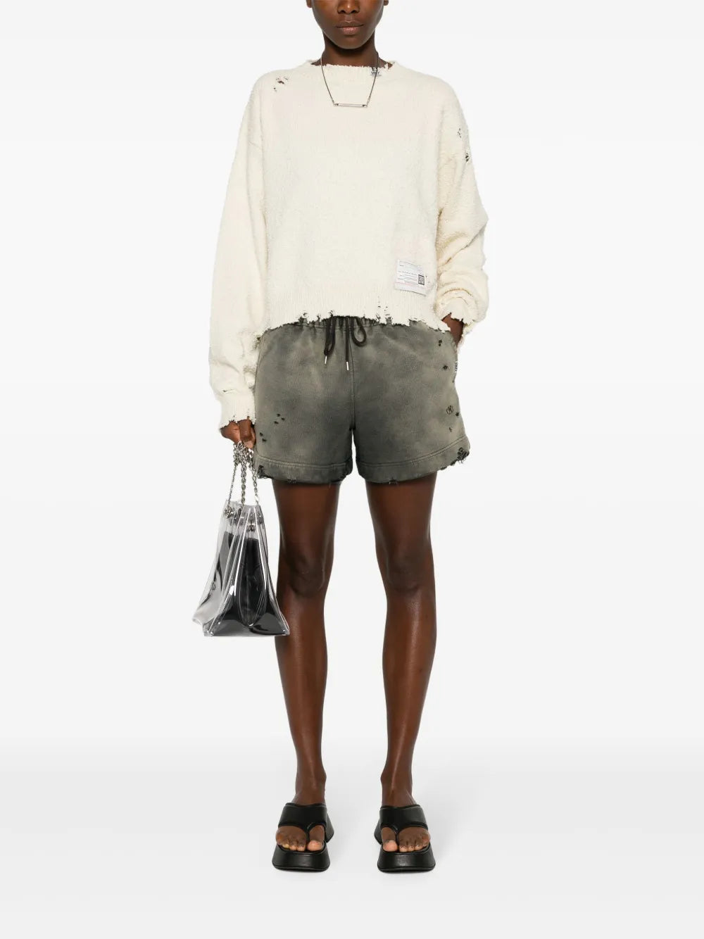 Distressed Cotton Shorts