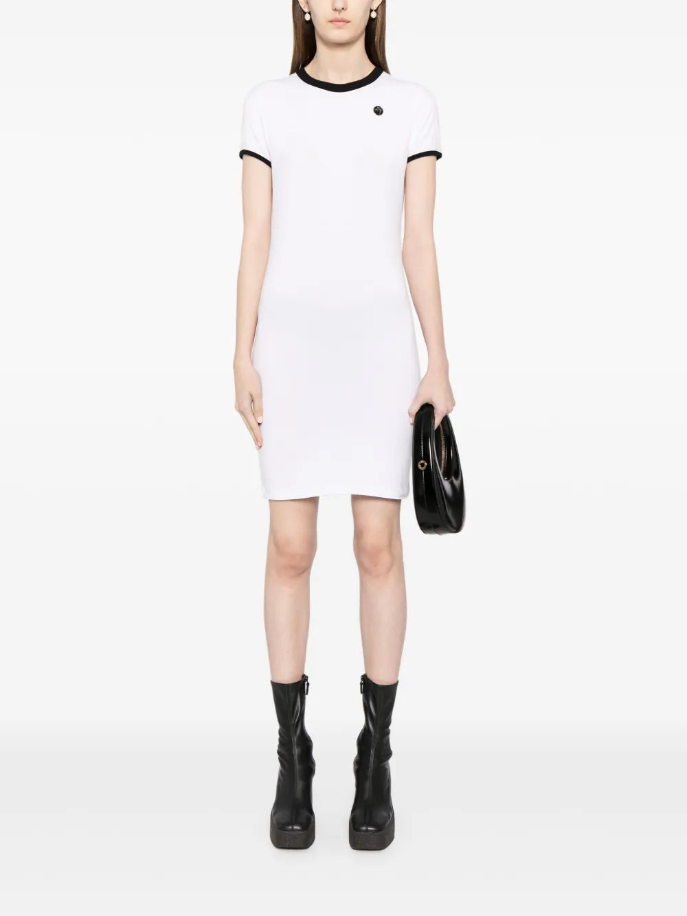 Logo-Plaque Fine-Knit Minidress