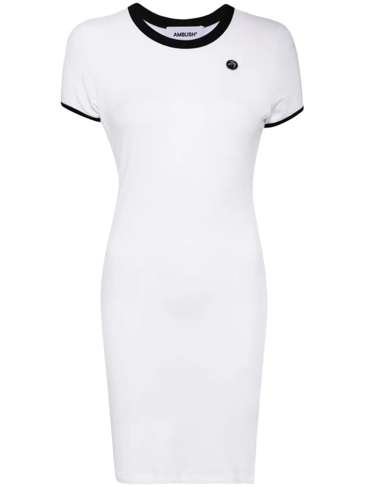 Logo-Plaque Fine-Knit Minidress