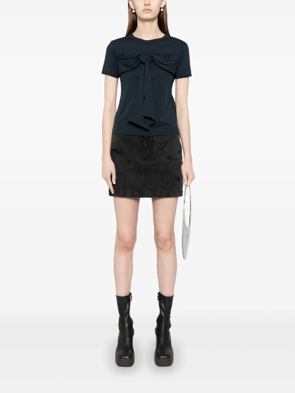Oversized-Bow Cotton T-Shirt