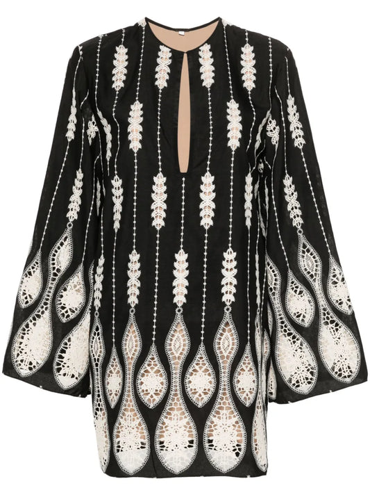 Vision Seeking Guipure Lace Mini Dress